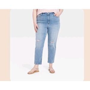 Universal Thread Womens High Rise‎ 90s Slim Jeans Sz 26R Light Blue Distressed